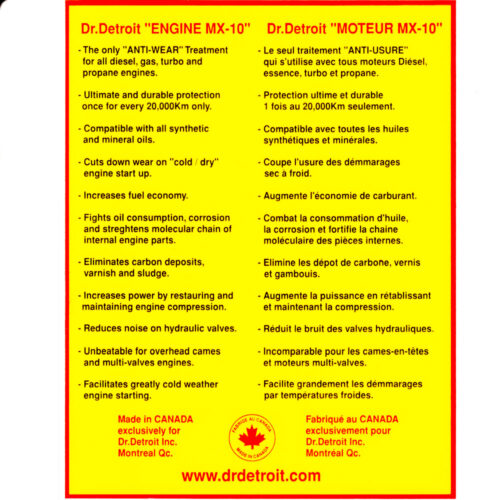 Dr Detroit Treatment for Engine Mx-10 Label