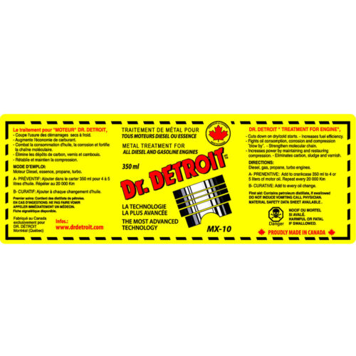 Dr Detroit Treatment for Engine Label
